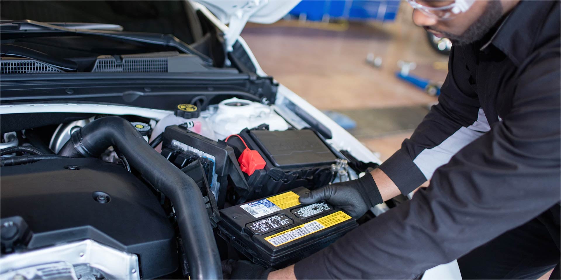 Car battery being replaced