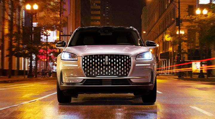 The striking grille of a 2024 Lincoln Corsair® SUV is shown. | Pugmire Lincoln of Marietta in Marietta GA