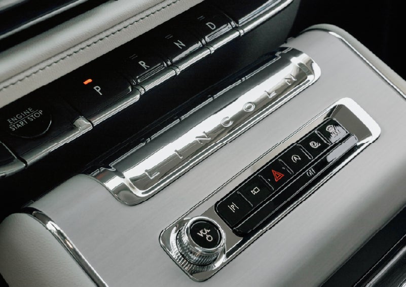 The piano key gear selector of a 2027 Lincoln Aviator® Back Label™ SUV. | Pugmire Lincoln of Marietta in Marietta GA